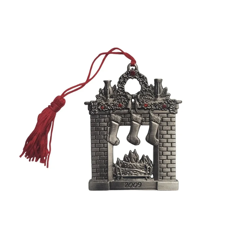 AVON 2009 Fireplace Christmas Ornament Stockings Tassel Red